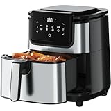 AEG AF6-1-4ST Heißluftfritteuse / Frittieren / Grillen / Braten / Backen ohne/wenig Öl / 8 Programme / 3,5 l Fassungsvermögen / spülmaschinenfest / LED Touch-Display / programmierbar / Edelstahl, Grau*