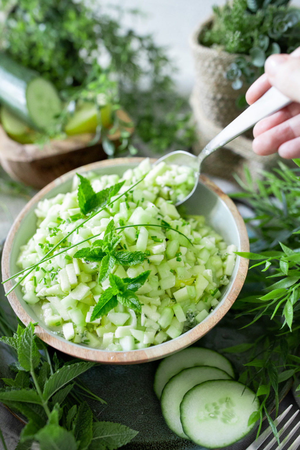 Apfel Gurken Salat mit Minze Mein Sommersalat! Zimtliebe Schnelle